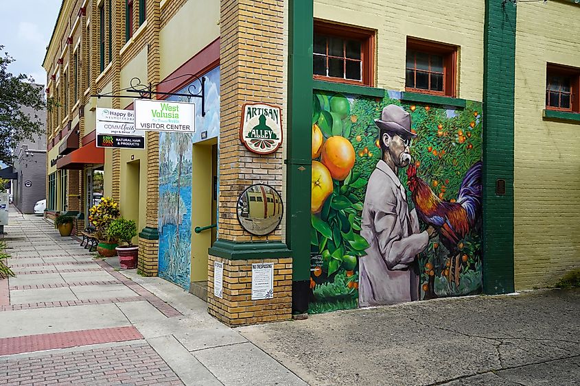 Artisan Alley and the DeLand Wings mural by Erica Group