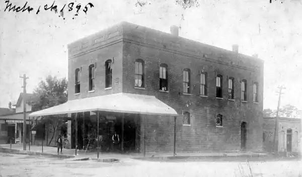 Historic photograph: Original brick Fisher's Drug Store